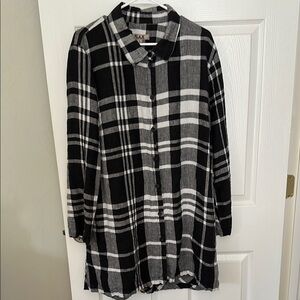Flax Monochrome Plaid Long Sleeve Shirt/Tunic